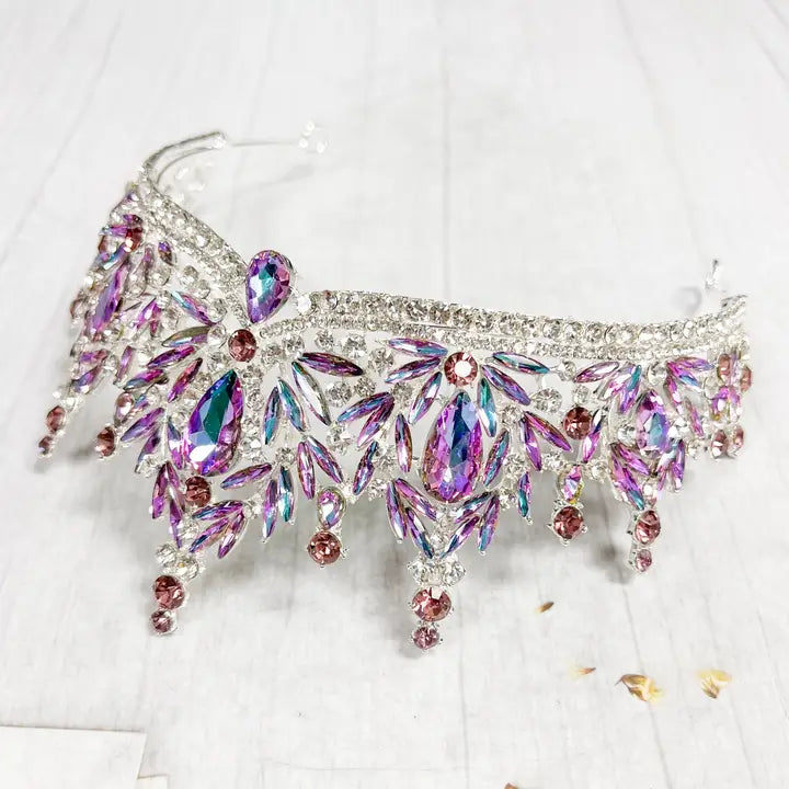 Lavender Wedding Tiara, Silver Crystal Crown