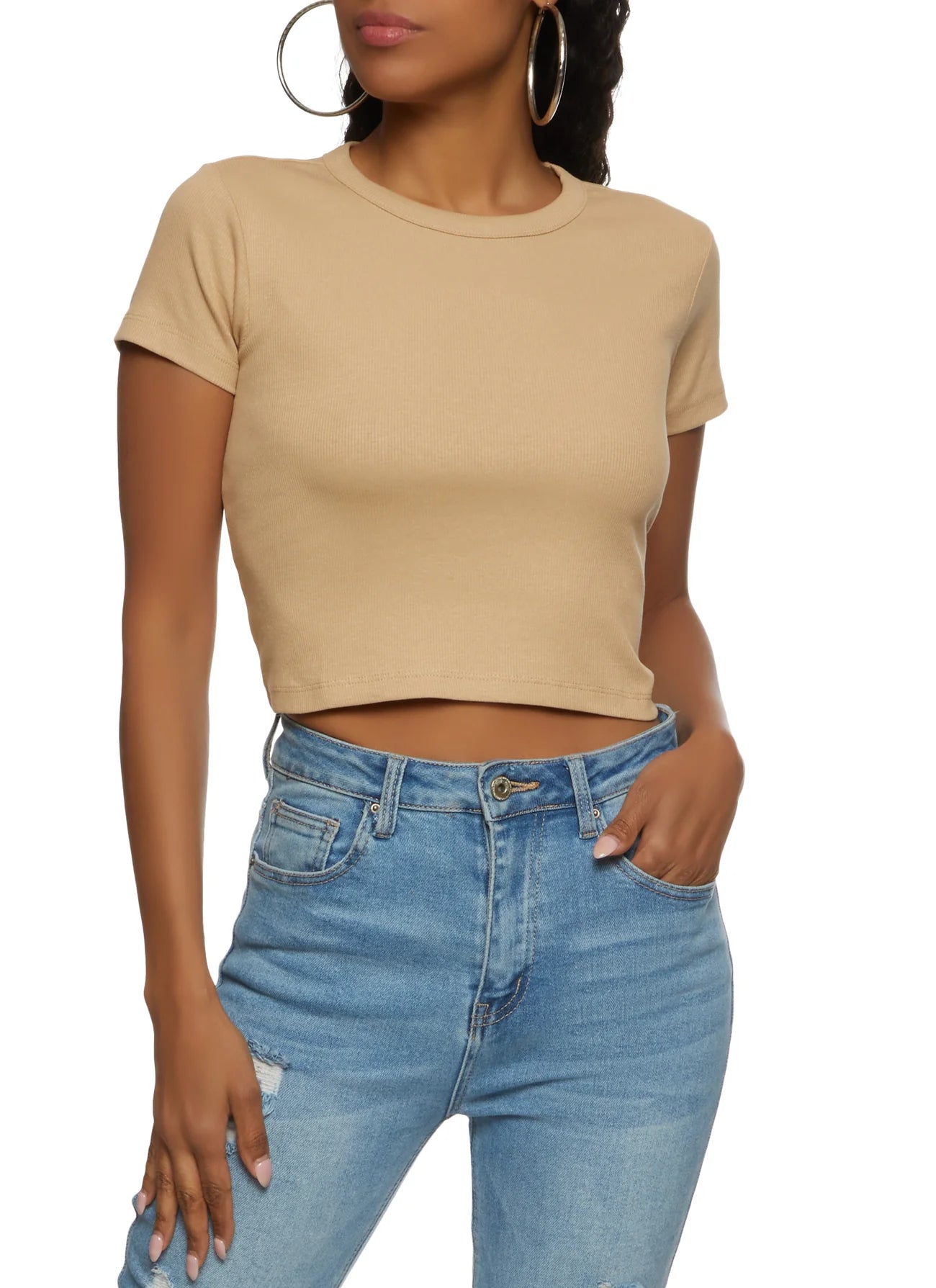 Cotton crop top Nude