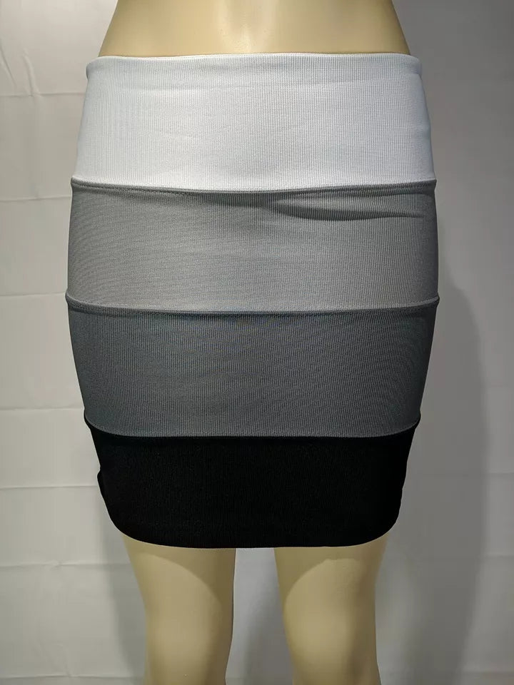 Elastic shades of gre mini skirt