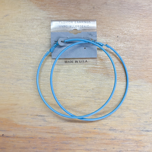 Earrings - Blue Hoops