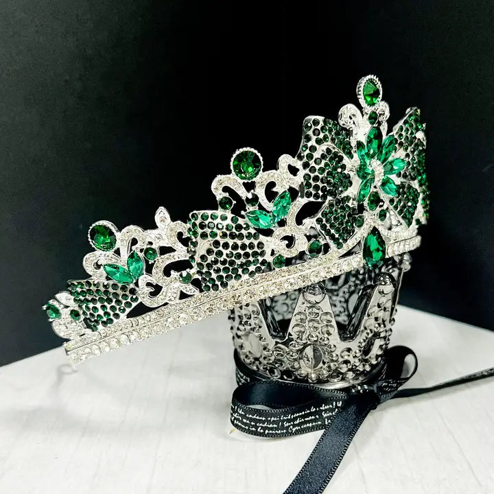 Princess Tiara - Green & Silver Crystal