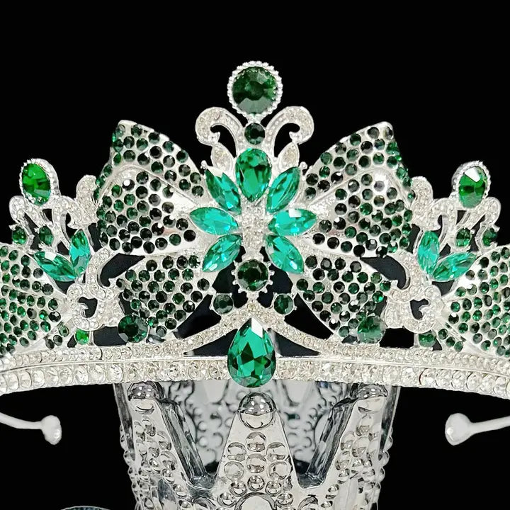 Princess Tiara - Green & Silver Crystal