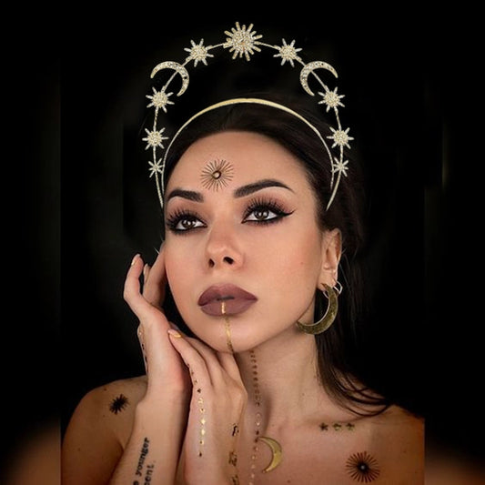 Sun Moon Stars Goddess Crown Halo Headband
