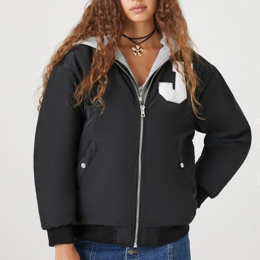 Letterman Zip-Up Bomber Jacket