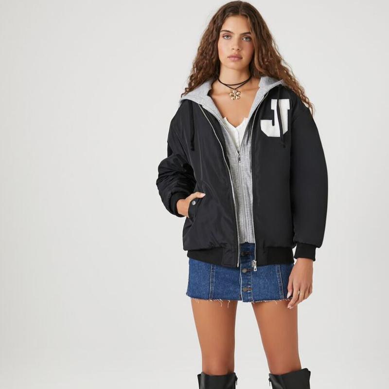 Letterman Zip-Up Bomber Jacket