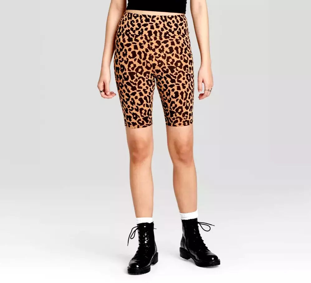 cotton leopard spandex shorts